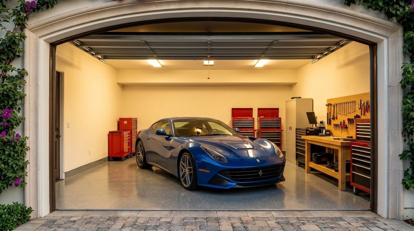 Master Garage Door Repair Lee Interior View of Custom Garage Door Overhead and Workshop
